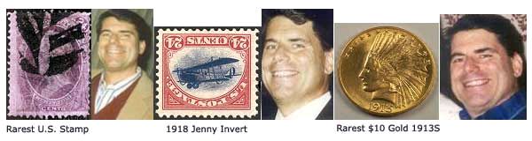 Rarest U.S. Stamp, 1918 Jenny Invert, Rarest $10 Gold 1913S